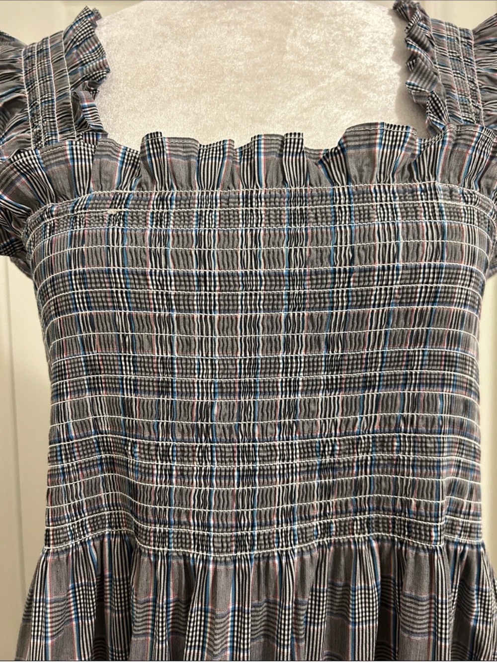 Hill House Home Ellie Nap Dress Tai Check Gray and Blue Plaid Size Large - Picture 6 of 15